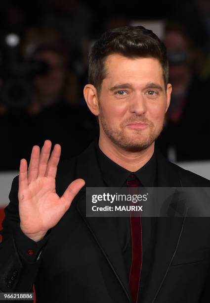 Le chanteur canadien Michael Bublé arrive à la première du film 'Tour Stop 148' durant le 11ème Festival du Film de Rome le 14 Octobre 2016 à Rome,...