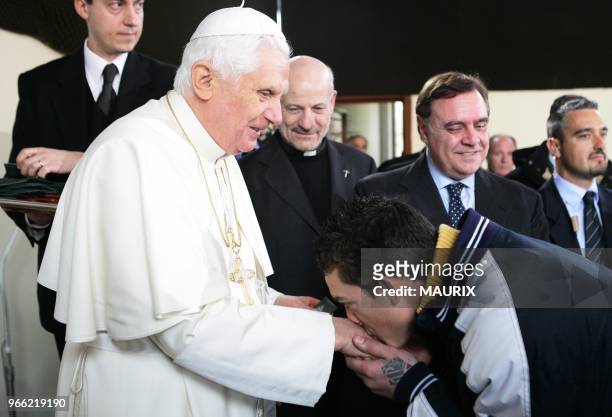 Pope Benedict XVI visited the juvenile prison of "Casal del Marmo" in Rome, that houses about 50 offenders, most of then Romanian and from other...