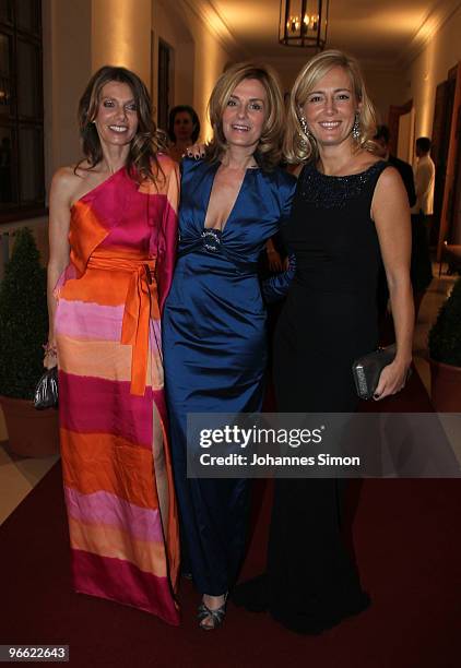 Ursula Karven, Mon Muellerschoen and Judith Milberg arrive for the Hubert Burda Birthday Reception at Munich royal palace on February 12, 2010 in...