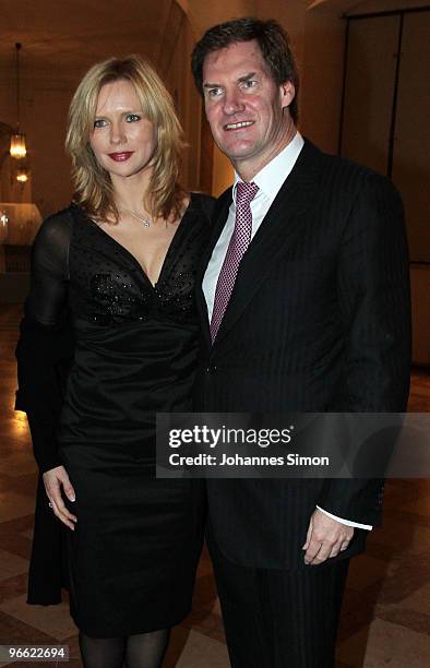 Actress Veronica Ferres and boyfriend Carsten Maschmeyer arrive for the Hubert Burda Birthday Reception at Munich royal palace on February 12, 2010...