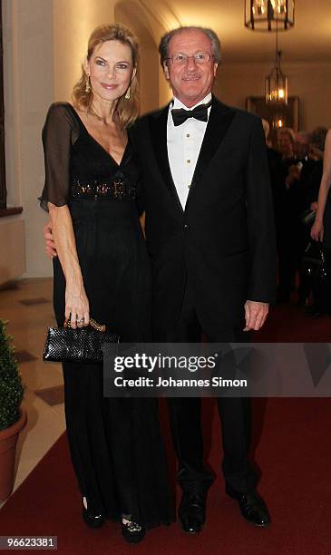 Nina Ruge and Wolfgang Reitzle arrive for the Hubert Burda Birthday Reception at Munich royal palace on February 12, 2010 in Munich, Germany.