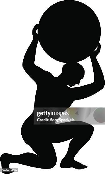 atlas-silhouette - mythologische gestalt stock-grafiken, -clipart, -cartoons und -symbole