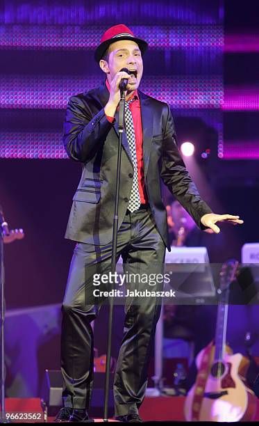 German Singer and Jazz musician Roger Cicero performs live during a concert at the Tempodrom on February 12, 2010 in Berlin, Germany. The concert is...