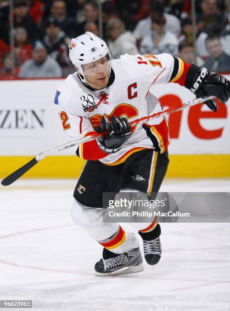 Jarome Iginla of the Calgary Flames skates during the NHL game against the Ottawa Senators at Scotiabank Place on February 9, 2010 in Ottawa, Canada.