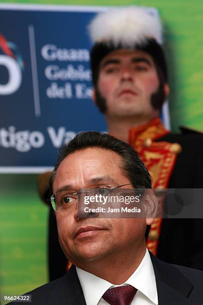 Juan Manuel Oliva, Governor of Guanajuato State, attends the press conference of the Rally Mexico Bicentenary 2010 at World Trade Center Mexico on...