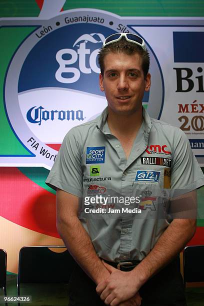 Mexican Pilot Benito Guerra poses during the press conference of the Rally Mexico Bicentenary 2010 at World Trade Center Mexico on February 12, 2010...