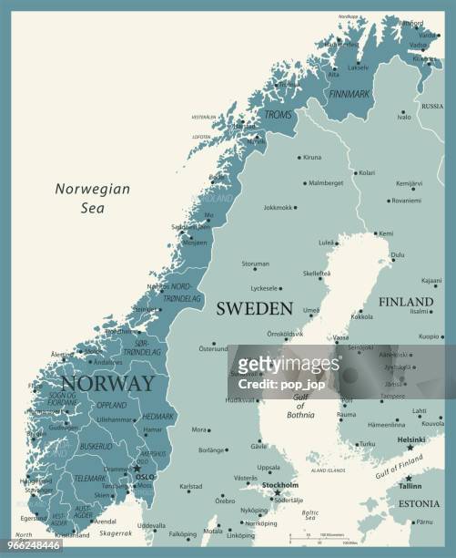 23 - norwegen - vintage murena 10 - sweden map stock-grafiken, -clipart, -cartoons und -symbole