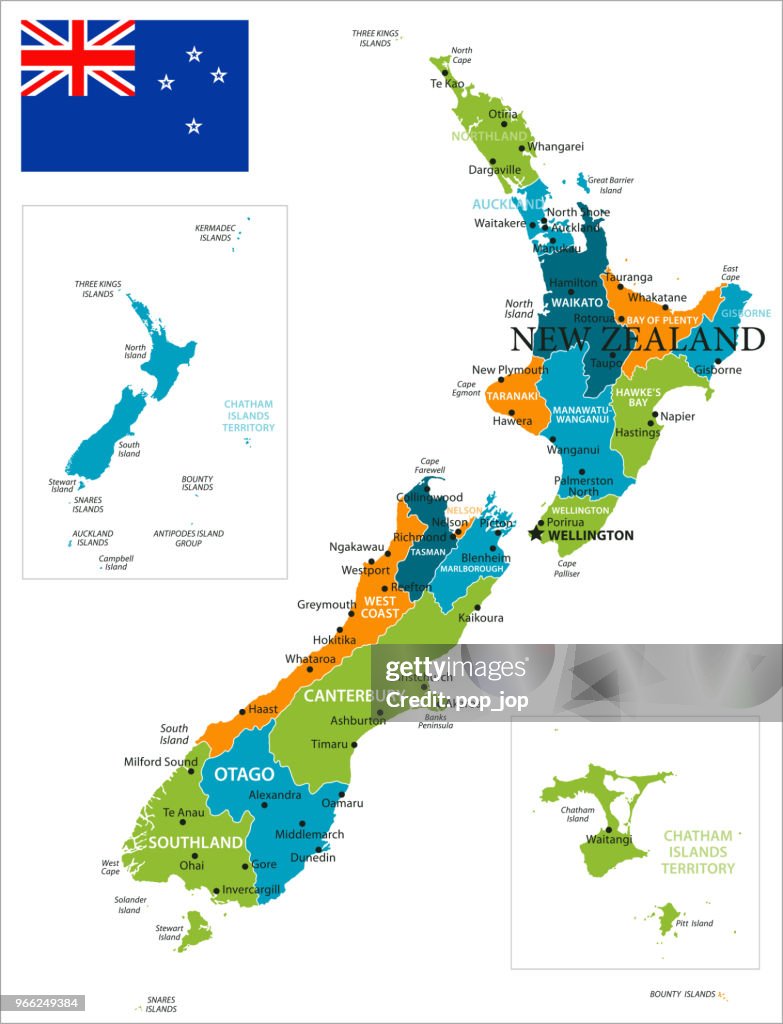 Map of New Zealand - Vector