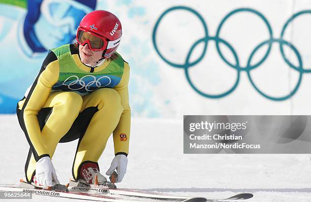 Tom Hilde of Norway competes during the Ski Jumping Normal Hill Individual Qualification Round at the Olympic Winter Games Vancouver 2010 ski jumping...