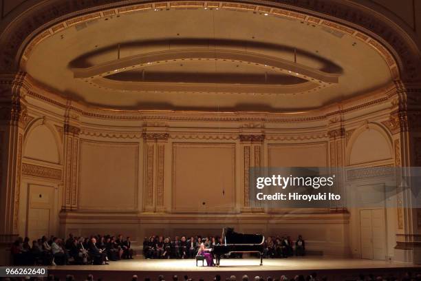 The pianist Yuja Wang performing the music of Rachmaninoff, Scriabin, Ligeti and Prokofiev at Carnegie Hall on Thursday night, May 17, 2018.