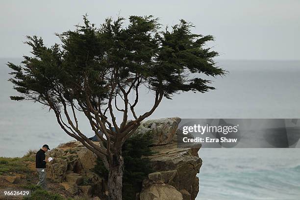 Jim Furyk walking between the 15th and the 16th holes during round two of the AT&T Pebble Beach National Pro-Am at the Monterey Peninsula Country...