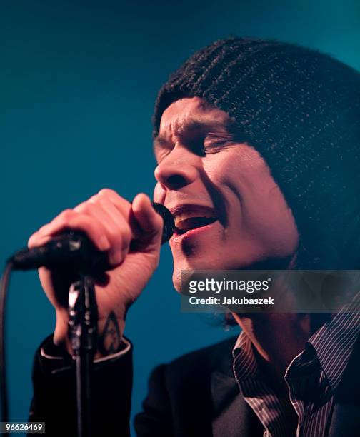 Singer Ville Valo of HIM performs at a secret concert at the C-Club on February 12, 2010 in Berlin, Germany. This is the realease day of the new...