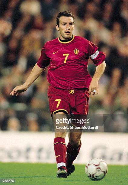 Marc Wilmots of Belgium in action during the FIFA 2002 World Cup Qualifier against Scotland played at the Stade Roi Baudouin in Brussels, Belgium....