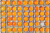 Orange yolk eggs and unique empty space.