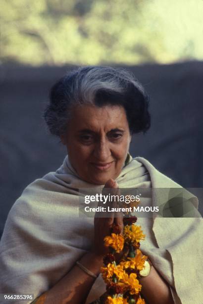 Indira Gandhi, Premier ministre de l'Inde le 25 janvier 1980 en Inde.