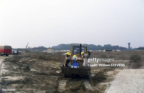 Lancement des travaux sur le site du futur parc d'attractions Eurodisney le 13 septembre 1989 a Marne-la-Vallee, France.