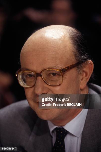 Jean Francois Kahn On Set Of TV Show Le Prix De La Democratie, Paris, November 28, 1994.