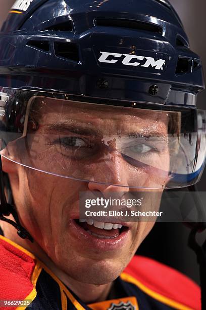 David Booth of the Florida Panthers skates on the ice prior to the start of the game against the Vancouver Canucks at the BankAtlantic Center on...