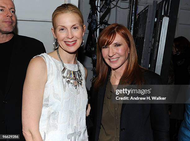 Actress Kelly Rutherford and designer Nicole Miller backstage at the Nicole Miller Fall 2010 Fashion Show during Mercedes-Benz Fashion Week at The...