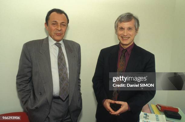 Michel Rocard et Philippe Herzog, membres fondateurs de l'association 'Confrontations' qui travaille au diagnostic sur la mondialisation et a la...