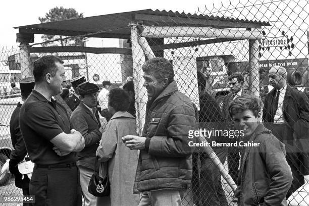 Hap Sharp, Carroll Shelby, Paul-Henri Cahier, 24 Hours of Le Mans, Le Mans, 19 June 1966. Hap Sharp, co-owner of Chaparral cars, with Carroll Shelby,...