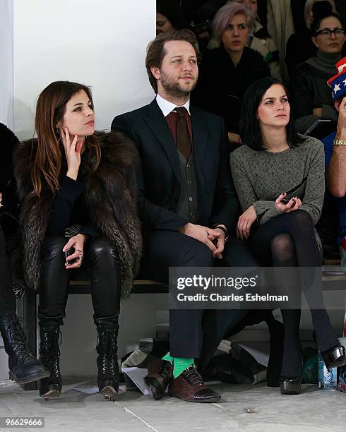 Julia Restoin-Roitfeld, "V" magazine editor Derek Blasberg and DJ/model Leigh Lezark attend the Preen by Thornton Bregazzi Fall 2010 fashion show...