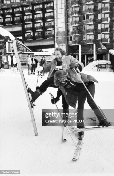 Pierre Richard and Catherine Alric in Avoriaz.