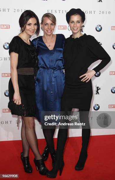 Actresses Nadine Warmuth, Simone Hanselmann and Tina Bordihn arrive to the Festival Night 2010 at the Palais Am Festungsgraben on February 12, 2010...
