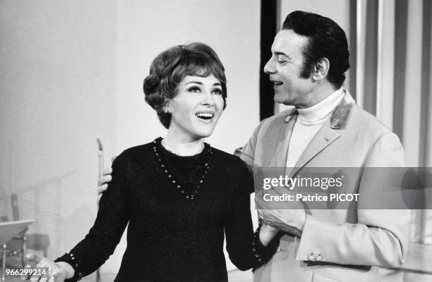 Israeli singer Rika Zarai and Georges Guetary at a TV show.