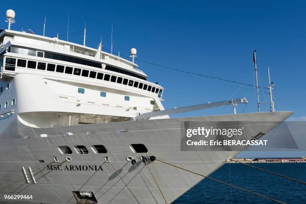 Iles Baléares, Majorque, Palma de Majorque, bateau de croisière 'MSC Armonia'.