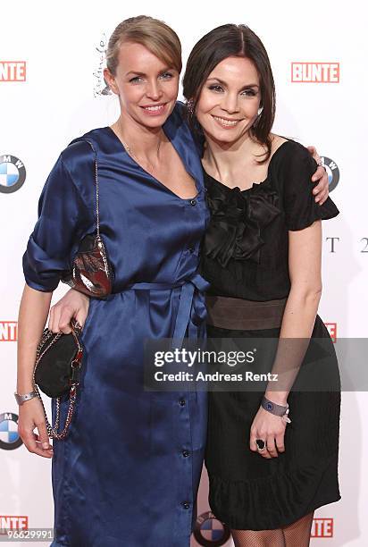 Actresses Simone Hanselmann and Nadine Warmuth arrive to the Festival Night 2010 at the Palais Am Festungsgraben on February 12, 2010 in Berlin,...