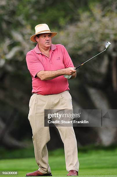 Chris Berman plays a shot on the first hole during round two of the AT&T Pebble Beach National Pro-Am at Pebble Beach Golf Links on February 12, 2010...