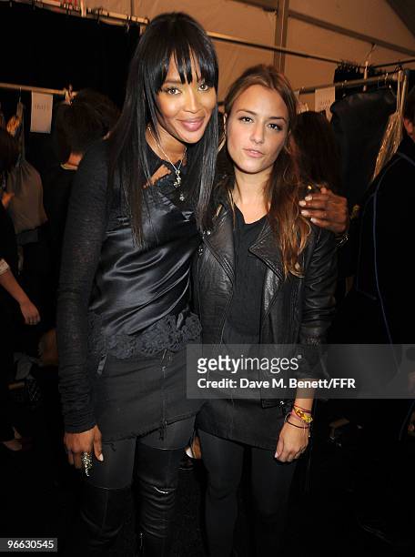 Model Naomi Campbell and designer Charlotte Ronson backstage at Naomi Campbell's Fashion For Relief Haiti NYC 2010 Fashion Show during Mercedes-Benz...