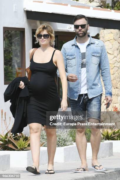 Adriana Abenia and Sergio Abad are seen on May 17, 2018 in Ibiza, Spain.