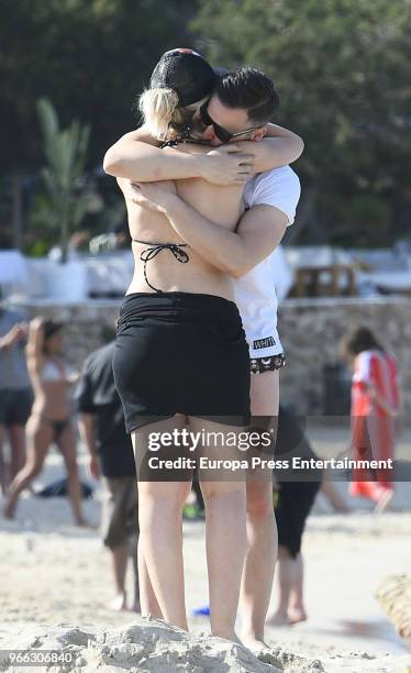 Adriana Abenia and Sergio Abad are seen on May 17, 2018 in Ibiza, Spain.