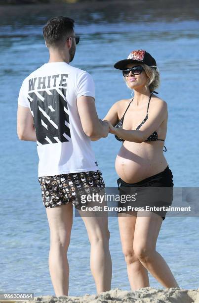 Adriana Abenia and Sergio Abad are seen on May 17, 2018 in Ibiza, Spain.