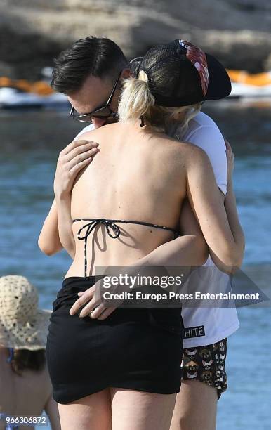 Adriana Abenia and Sergio Abad are seen on May 17, 2018 in Ibiza, Spain.