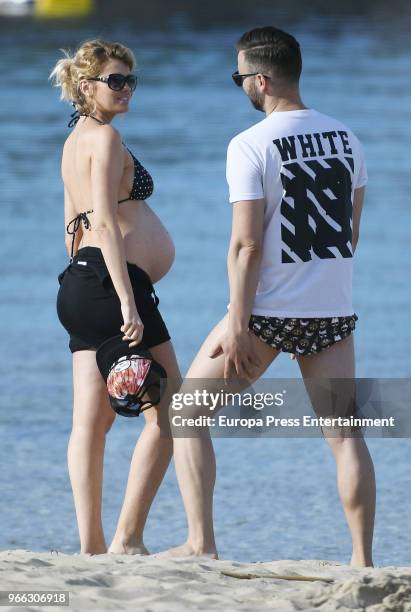 Adriana Abenia and Sergio Abad are seen on May 17, 2018 in Ibiza, Spain.