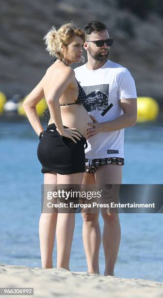 Adriana Abenia and Sergio Abad are seen on May 17, 2018 in Ibiza, Spain.