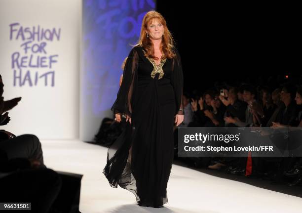 Sarah Ferguson, the Duchess of York walks the runway at Naomi Campbell's Fashion For Relief Haiti NYC 2010 Fashion Show during Mercedes-Benz Fashion...