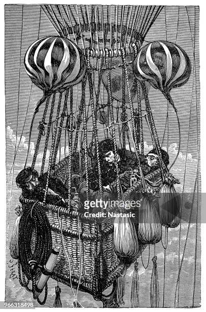stockillustraties, clipart, cartoons en iconen met de ramp van 15 april 1875 zenith ballon vliegtuigen - zenith building