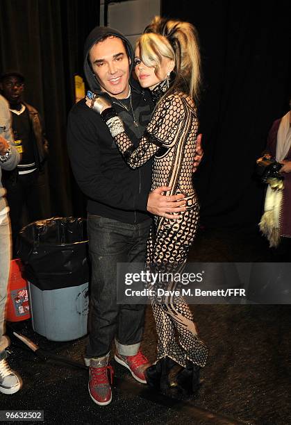 David LaChapelle and guest backstage at Naomi Campbell's Fashion For Relief Haiti NYC 2010 Fashion Show during Mercedes-Benz Fashion Week at The Tent...