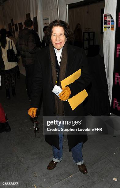 Writer Fran Lebowitz attends Naomi Campbell's Fashion For Relief Haiti NYC 2010 Fashion Show during Mercedes-Benz Fashion Week at The Tent at Bryant...