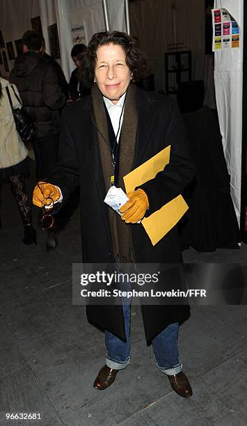 Writer Fran Lebowitz attends Naomi Campbell's Fashion For Relief Haiti NYC 2010 Fashion Show during Mercedes-Benz Fashion Week at The Tent at Bryant...