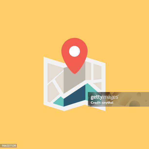ilustrações de stock, clip art, desenhos animados e ícones de city map flat icon - icones de localização
