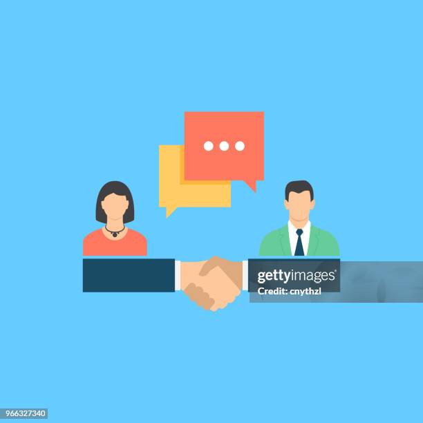 job-interview-flach-symbol - befragung stock-grafiken, -clipart, -cartoons und -symbole