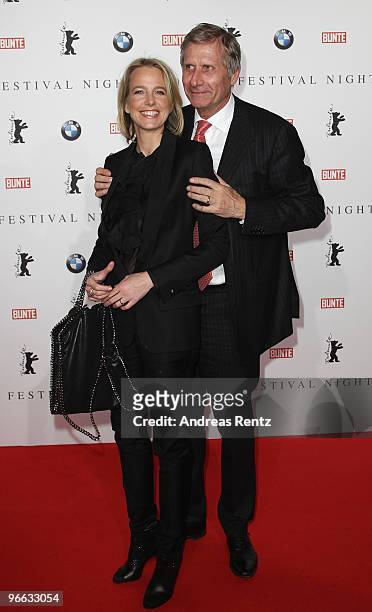 Ulrich Wickert and his wife Julia Wickert-Jaekl arrive to the Festival Night 2010 at the Palais Am Festungsgraben on February 12, 2010 in Berlin,...