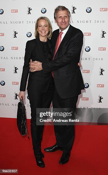 Ulrich Wickert and his wife Julia Wickert-Jaekl arrive to the Festival Night 2010 at the Palais Am Festungsgraben on February 12, 2010 in Berlin,...