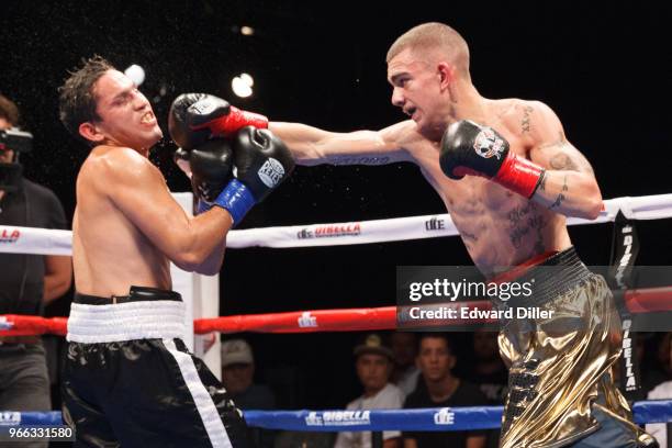 Jon Fernandez lands a right hand against Naciff Castillo at the Fox Theater at Foxwoods Resort and Casino in Mashantucket, CT on September 01, 2016....