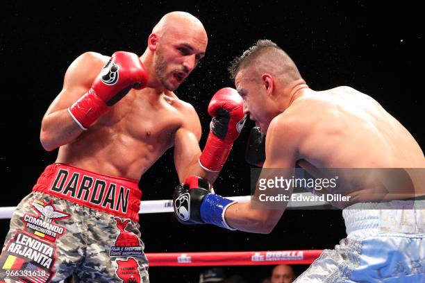 Dardan Zenunaj lands a left hand against Jose Salinas at the Fox Theater at Foxwoods Resort and Casino in Mashantucket, CT on September 01, 2016....
